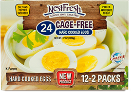 Box of 24 NestFresh Cage-Free Hard Cooked Eggs. Twelve 2-packs. Certified Cage Free. 